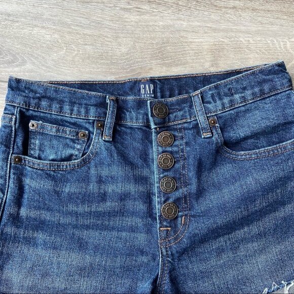 Gap  Dark Indigo High Rise 3in Button-fly Denim Shorts - Picture 4 of 11